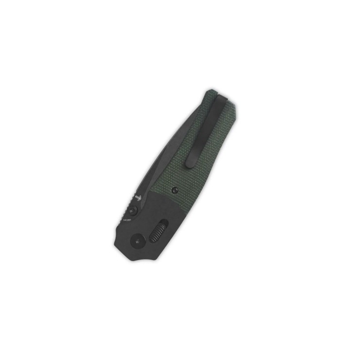 Couteau QSP Vault Green Manche Micarta/Alu Lame Acier 14C28N BLK IKBS Crossbar Lock Clip QS157B2 - Livraison Gratuite