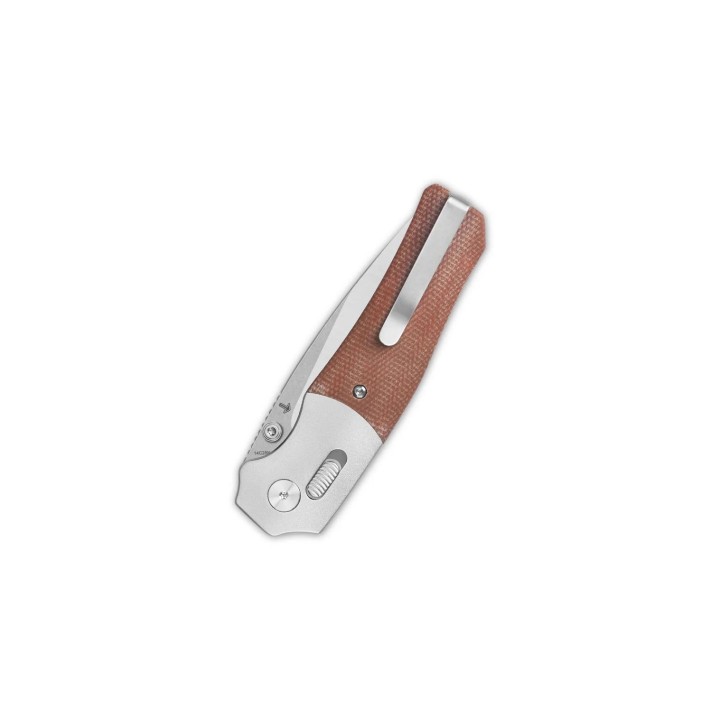 Couteau QSP Vault Tan Manche Micarta/Alu Lame Acier 14C28N IKBS Crossbar Lock Clip QS157C1 - Livraison Gratuite
