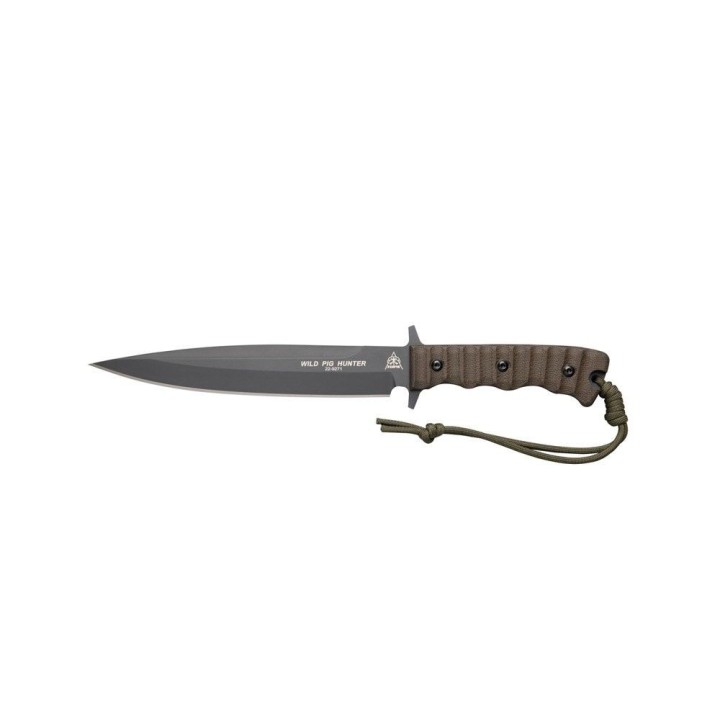 Couteau TOPS Wild Pig Hunter Lame Acier Carbone 1095 Manche Micarta Etui Cuir Made USA TPWPH04 - Livraison Gratuite