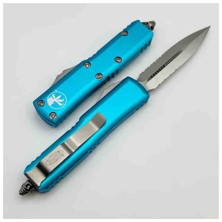 Couteau Microtech 232-5TQ UTX-85 AUTO OTF Lame Dague Serr Acier Premium Manche Turquoise USA MCT2325TQ - Livraison Gratuite