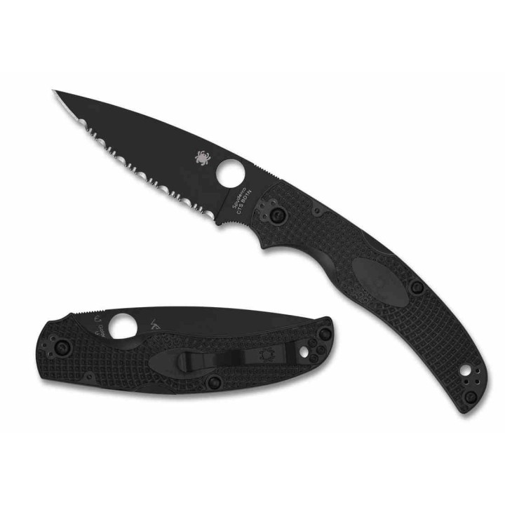 Couteau Spyderco Native Chief Lame Acier CTS-BD1N Serr Black Manche FRN Lockback USA SC244SBBK - Livraison Gratuite