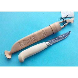 Couteau Marttiini Artic Circle Lame Acier Carbone Manche Bois Etui Cuir Made In FInland MN121019 - Livraison Gratuite
