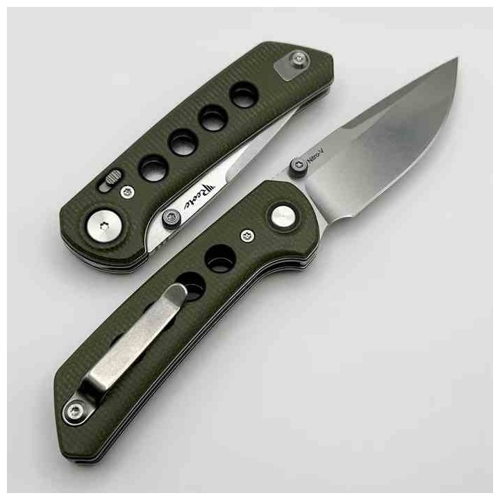 Couteau Reate Knives PL-XT Green Manche Micarta Lame Acier Nitro-V SW IKBS Pivot Lock Clip REA130 - Livraison Gratuite