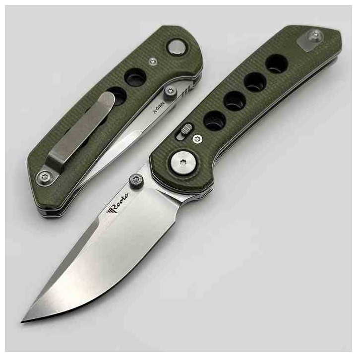Couteau Reate Knives PL-XT Green Manche Micarta Lame Acier Nitro-V SW IKBS Pivot Lock Clip REA130 - Livraison Gratuite