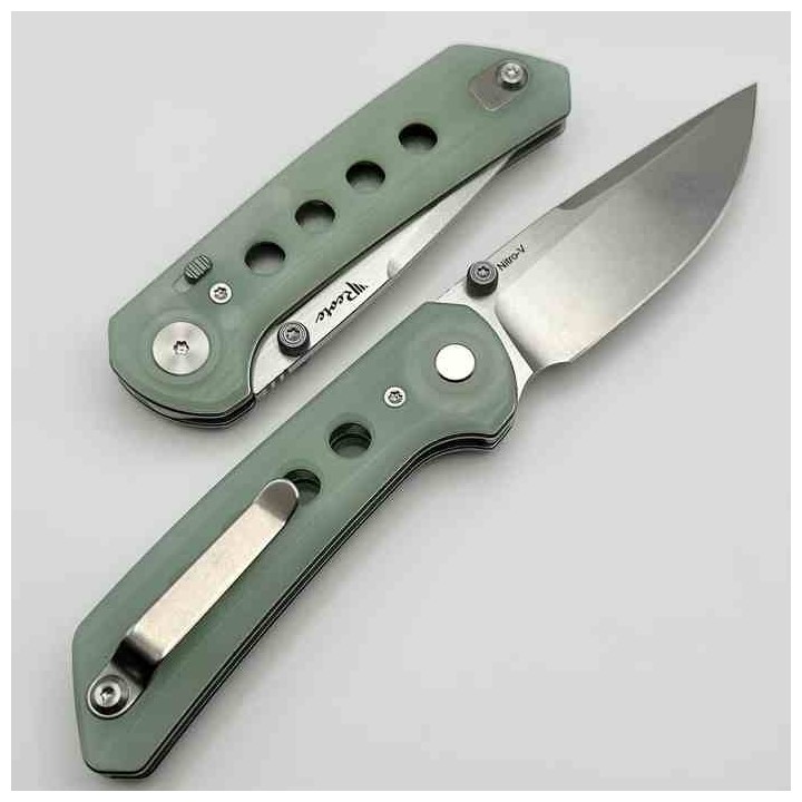 Couteau Reate Knives PL-XT Jade Manche G10 Lame Acier Nitro-V SW IKBS Pivot Lock Clip REA134 - Livraison Gratuite