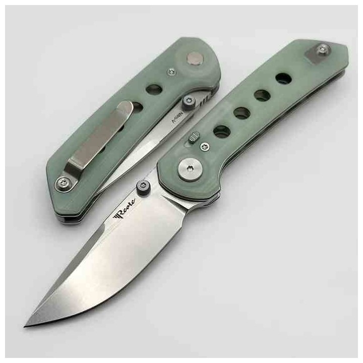 Couteau Reate Knives PL-XT Jade Manche G10 Lame Acier Nitro-V SW IKBS Pivot Lock Clip REA134 - Livraison Gratuite