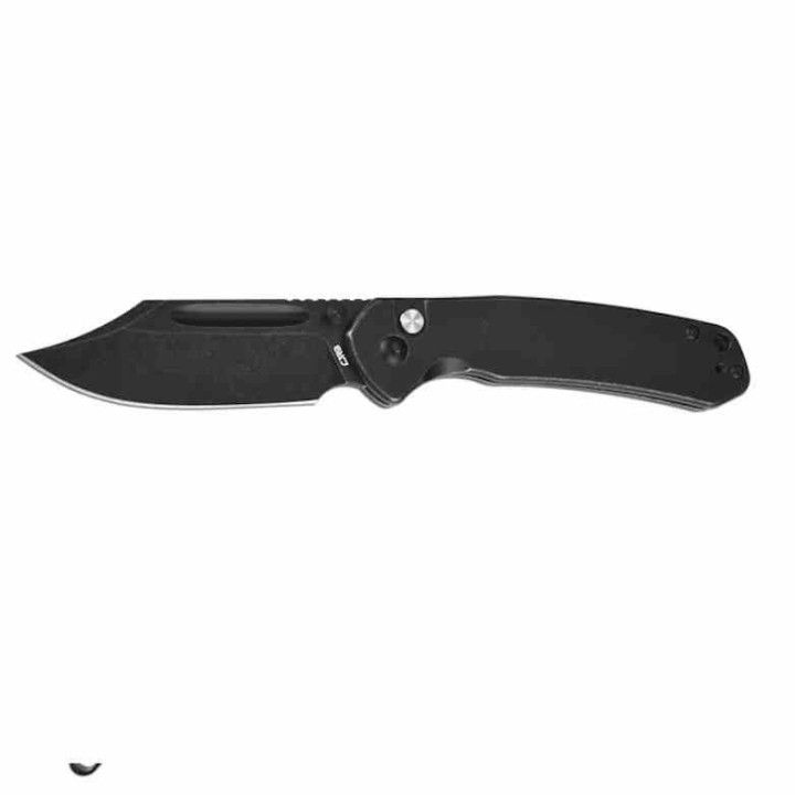 Couteau CJRB Cutlery Pyrite Bowie Black Manche Acier Lame Acier AR-RPM9 Blk IKBS Button Lock Clip J1942BST - Livraison Gratuite