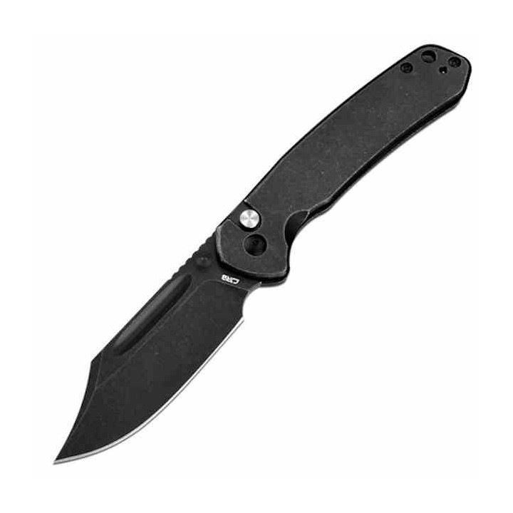 Couteau CJRB Cutlery Pyrite Bowie Black Manche Acier Lame Acier AR-RPM9 Blk IKBS Button Lock Clip J1942BST - Livraison Gratuite