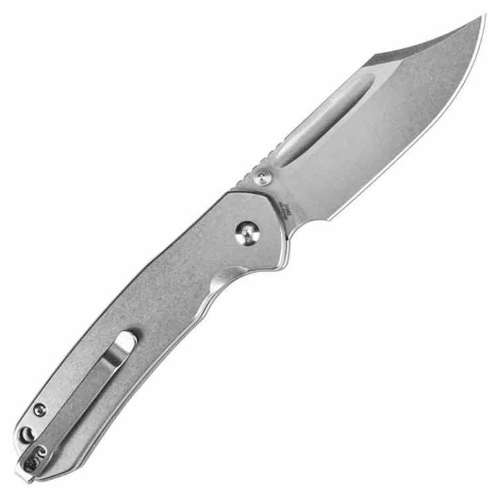 Couteau CJRB Pyrite Bowie Manche Acier Lame Acier AR-RPM9 IKBS Button Lock Clip J1942ST - Livraison Gratuite