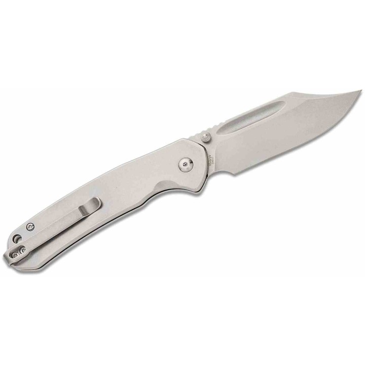 Couteau CJRB Pyrite Bowie Manche Acier Lame Acier AR-RPM9 IKBS Button Lock Clip J1942ST - Livraison Gratuite
