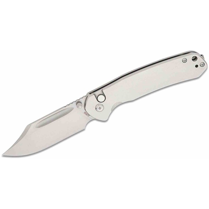 Couteau CJRB Pyrite Bowie Manche Acier Lame Acier AR-RPM9 IKBS Button Lock Clip J1942ST - Livraison Gratuite