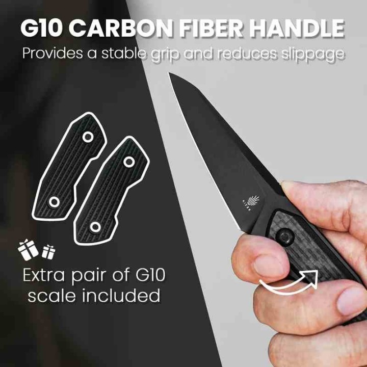 Couteau Kizer Cutlery Groom Lame Acier D2 Manche Fibre de Carbone Etui Kydex KI1060A2 - Livraison Gratuite
