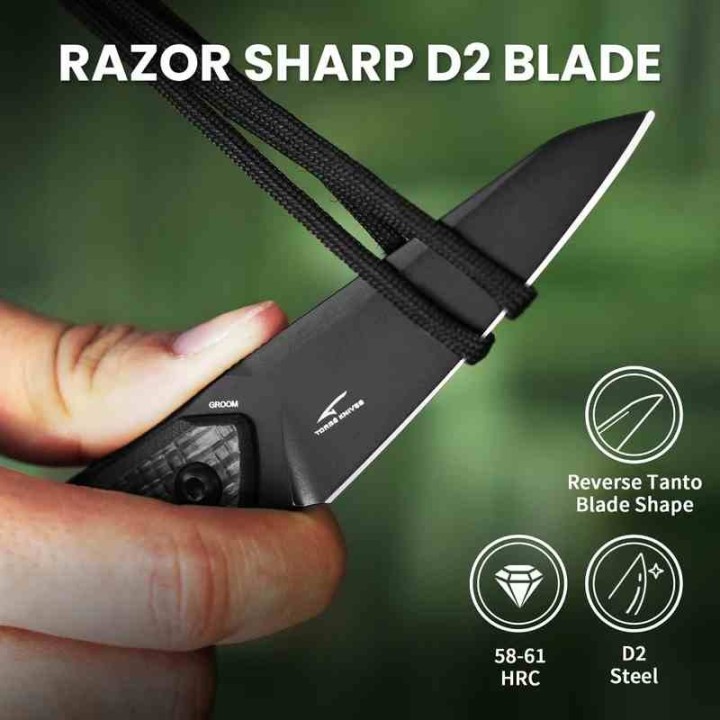 Couteau Kizer Cutlery Groom Lame Acier D2 Manche Fibre de Carbone Etui Kydex KI1060A2 - Livraison Gratuite