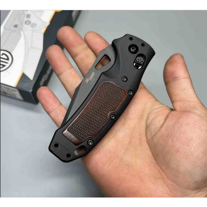 Couteau SIG Sauer K320 ABLE Lock Gray Tanto Lame Acier S30V Black Manche Alu/Bois Made USA SIG36367 - Livraison Gratuite