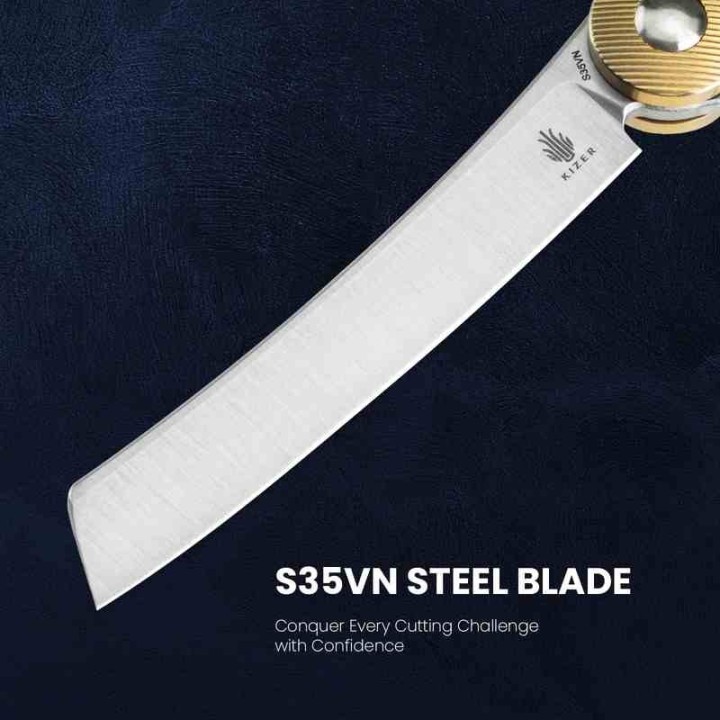 Couteau Kizer Mercury Bronze Manche Titane Lame Acier S35VN Sheepsfoot IKBS Framelock KI3645A1 - Livraison Gratuite