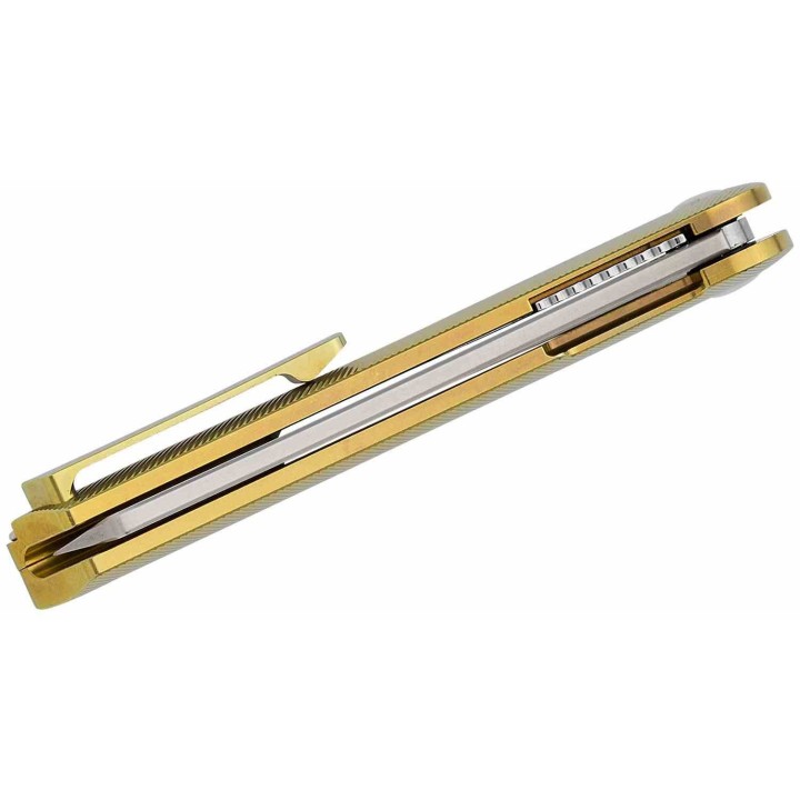 Couteau Kizer Mercury Bronze Manche Titane Lame Acier S35VN Sheepsfoot IKBS Framelock KI3645A1 - Livraison Gratuite