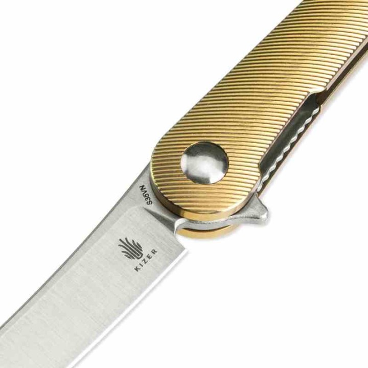 Couteau Kizer Mercury Bronze Manche Titane Lame Acier S35VN Sheepsfoot IKBS Framelock KI3645A1 - Livraison Gratuite