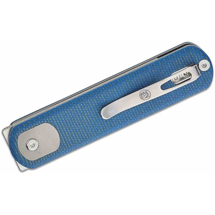 Couteau Vosteed Corgi Trek Blue Lame Acier 14C28N Satin Manche Micarta IKBS Trek Lock Clip VOSA0725 - Livraison Gratuite