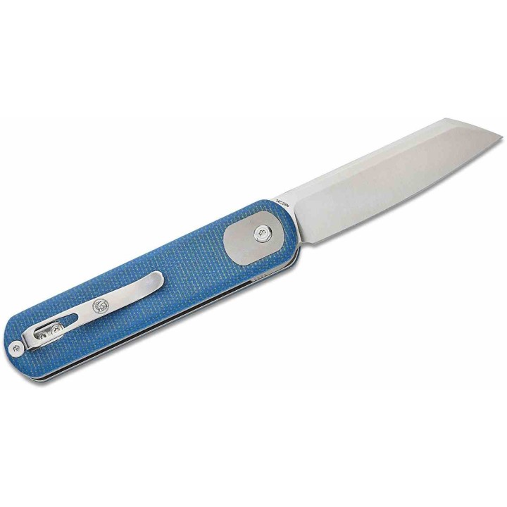 Couteau Vosteed Corgi Trek Blue Lame Acier 14C28N Satin Manche Micarta IKBS Trek Lock Clip VOSA0725 - Livraison Gratuite