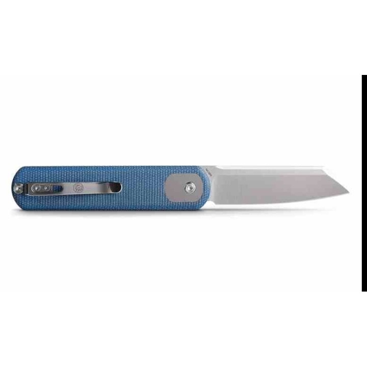 Couteau Vosteed Corgi Trek Blue Lame Acier 14C28N Satin Manche Micarta IKBS Trek Lock Clip VOSA0725 - Livraison Gratuite