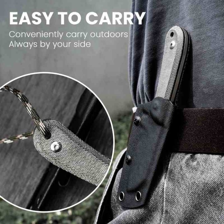 Couteau Kizer Deckhand Stonewash Lame Sheepsfoot Acier D2 Manche Micarta Etui Kydex KI1062A1 - Livraison Gratuite