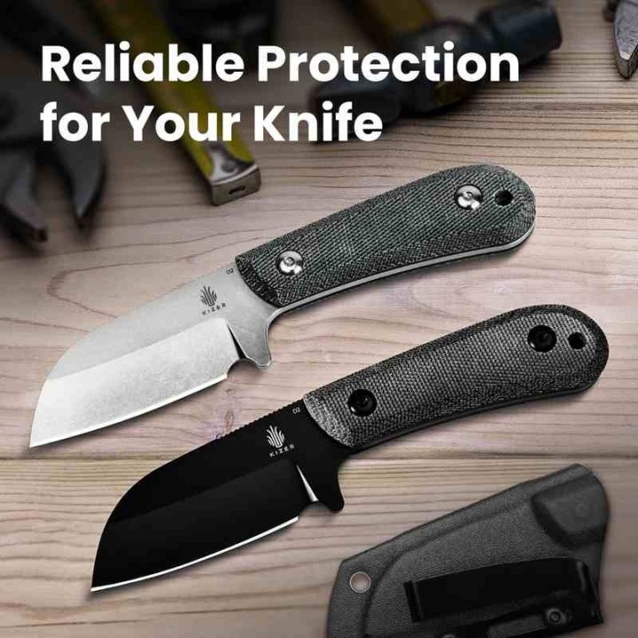 Couteau Kizer Deckhand Stonewash Lame Sheepsfoot Acier D2 Manche Micarta Etui Kydex KI1062A1 - Livraison Gratuite