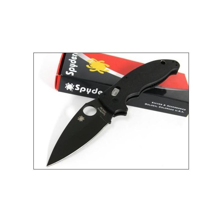 COUTEAU SPYDERCO Black G-10 MANIX 2 Plain Edge Knife SC101GPBBK2 - Acier 154CM SPYDERCO MADE IN USA