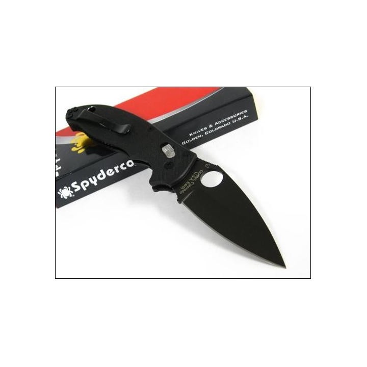 COUTEAU SPYDERCO Black G-10 MANIX 2 Plain Edge Knife SC101GPBBK2 - Acier 154CM SPYDERCO MADE IN USA