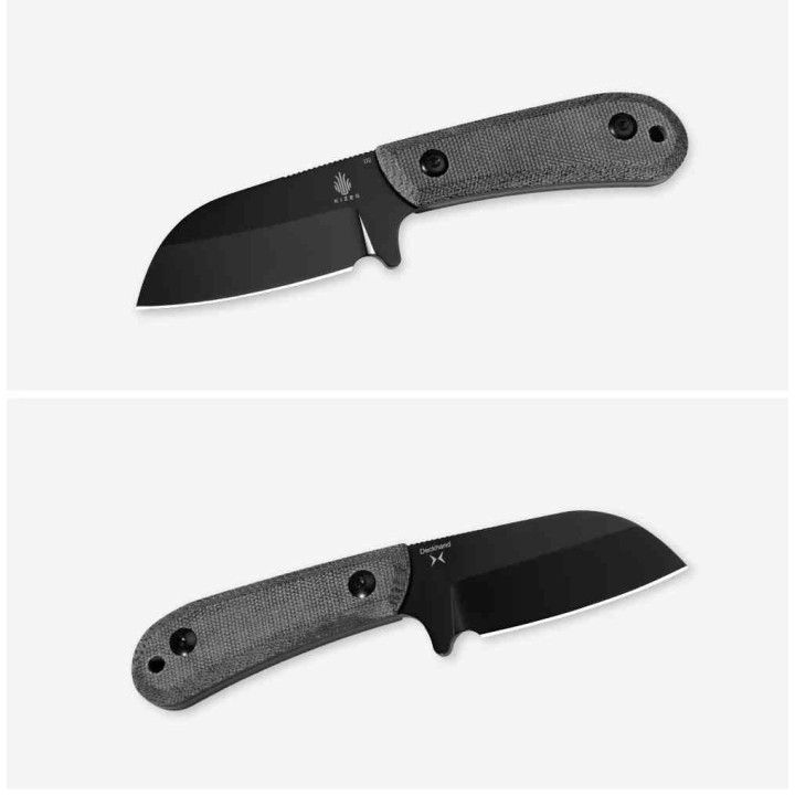 Couteau Kizer Deckhand Blackwash Lame Sheepsfoot Acier D2 Manche Micarta Etui Kydex KI1062A2 - Livraison Gratuite