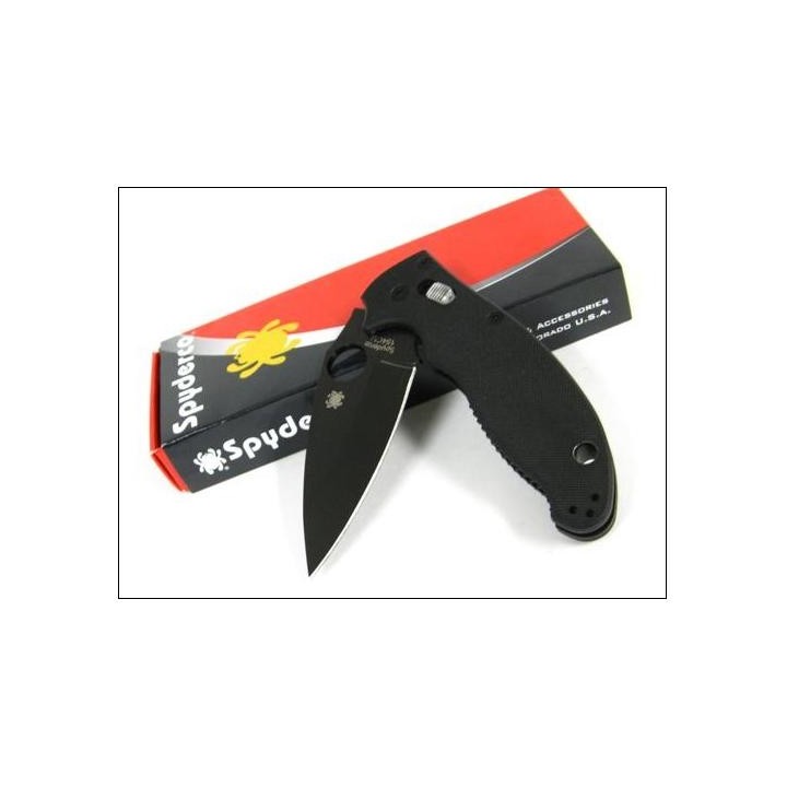 COUTEAU SPYDERCO Black G-10 MANIX 2 Plain Edge Knife SC101GPBBK2 - Acier 154CM SPYDERCO MADE IN USA
