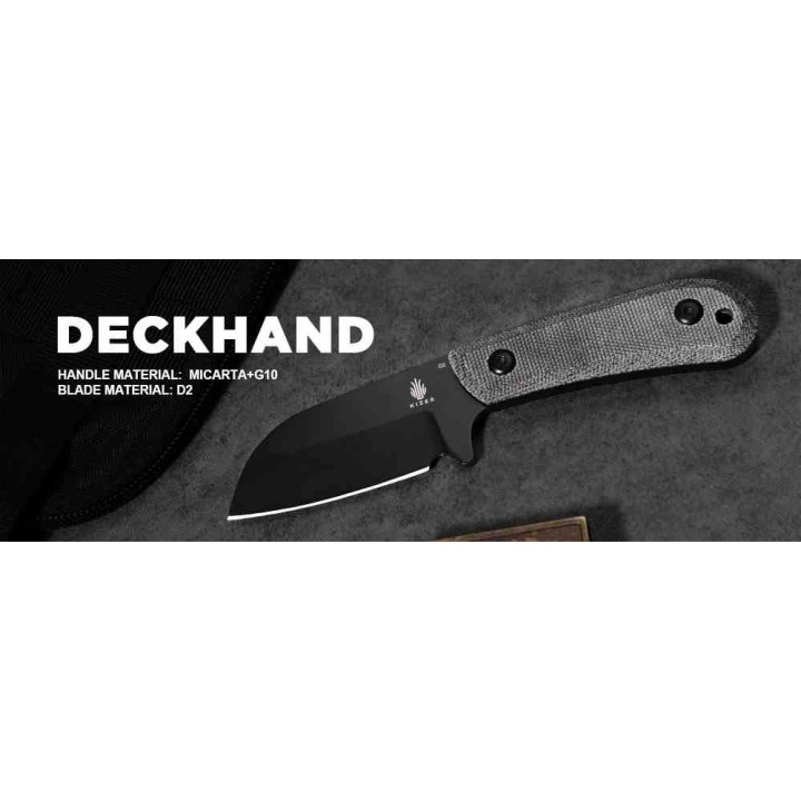 Couteau Kizer Deckhand Blackwash Lame Sheepsfoot Acier D2 Manche Micarta Etui Kydex KI1062A2 - Livraison Gratuite