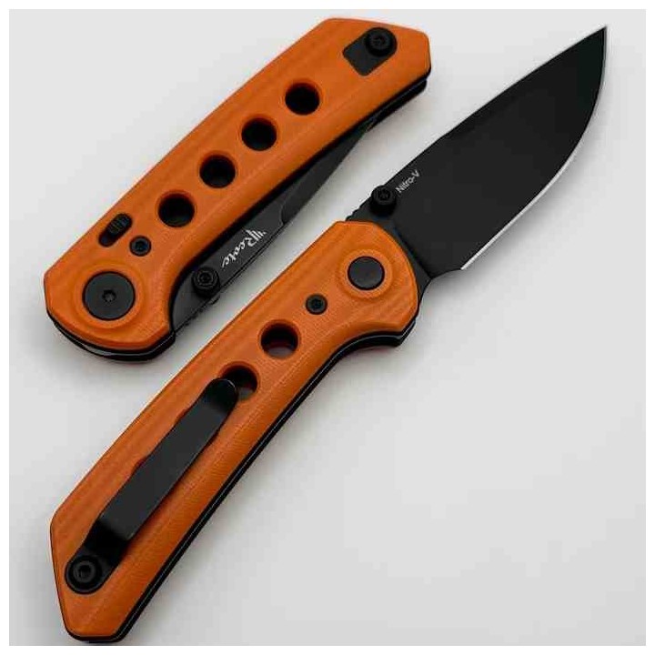 Couteau Reate Knives PL-XT Orange Manche G10 Lame Acier Nitro-V BLK IKBS Pivot Lock Clip REA133 - Livraison Gratuite