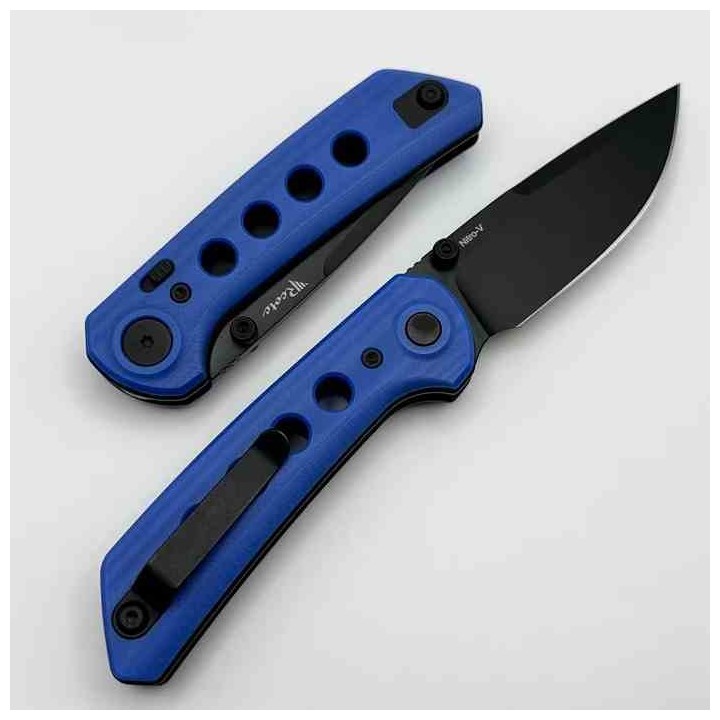 Couteau Reate Knives PL-XT Blue Manche G10 Lame Acier Nitro-V BLK IKBS Pivot Lock Clip REA142 - Livraison Gratuite