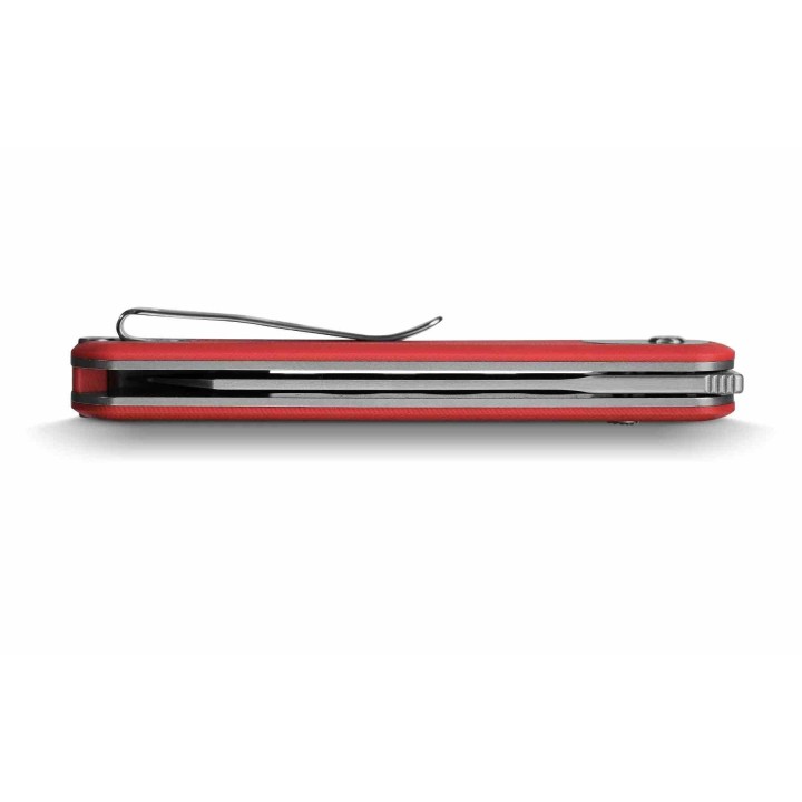 Couteau Vosteed Corgi Trek Red Lame Acier 14C28N Satin Manche Micarta IKBS Trek Lock Clip VOSA0726 - Livraison Gratuite