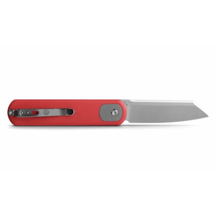 Couteau Vosteed Corgi Trek Red Lame Acier 14C28N Satin Manche Micarta IKBS Trek Lock Clip VOSA0726 - Livraison Gratuite