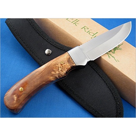 Couteau de Chasse Elk Ridge Lame Acier 440 Manche Bois Etui Nylon ER107 - Livraison Gratuite