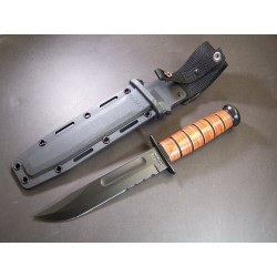 Couteau Ka Bar USMC Fighting Knife Acier Carbone 1095 Serrated Manche Cuir Etui Kydex Made In USA KA5018 - Livraison Gratuite