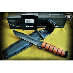 Couteau Ka Bar US Army Fighting Knife Acier Carbone 1095 Manche Cuir Etui Kydex Made In USA KA5020 - Livraison Gratuite