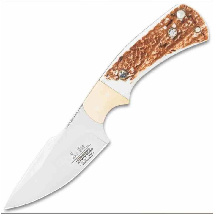 Couteau Gil Hibben Diamondback Stag Manche Bois de Cerf Lame Acier 1.4116 Harpoon Etui CUir GH5100GS - Livraison Gratuite
