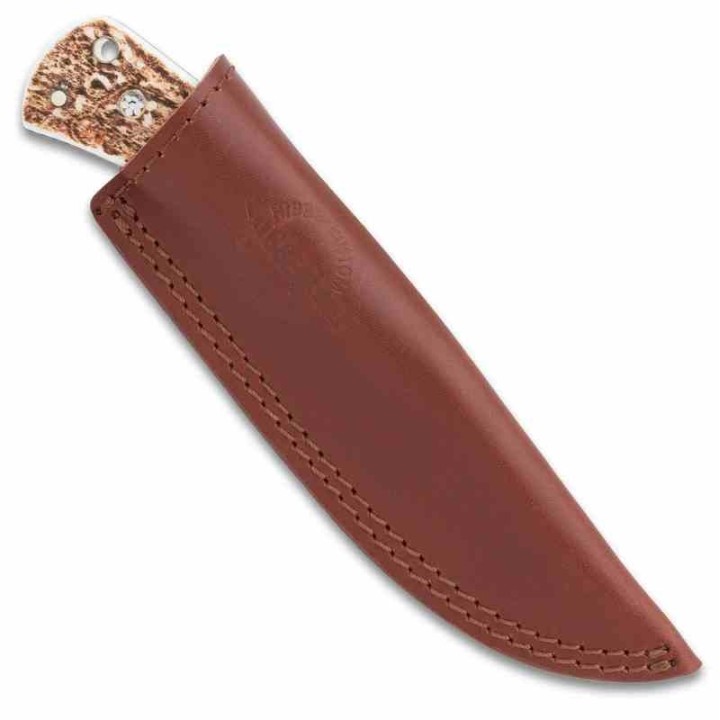 Couteau Gil Hibben Diamondback Stag Manche Bois de Cerf Lame Acier 1.4116 Harpoon Etui CUir GH5100GS - Livraison Gratuite