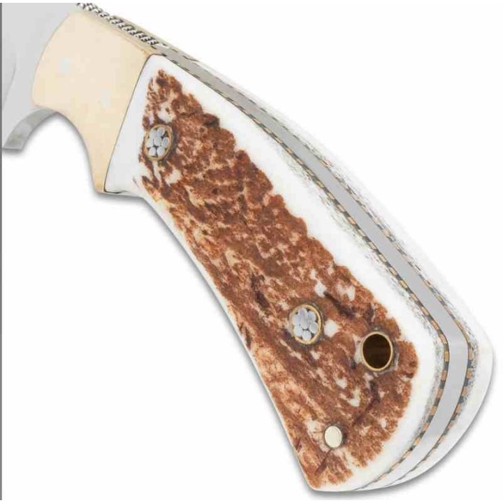 Couteau Gil Hibben Diamondback Stag Manche Bois de Cerf Lame Acier 1.4116 Harpoon Etui CUir GH5100GS - Livraison Gratuite