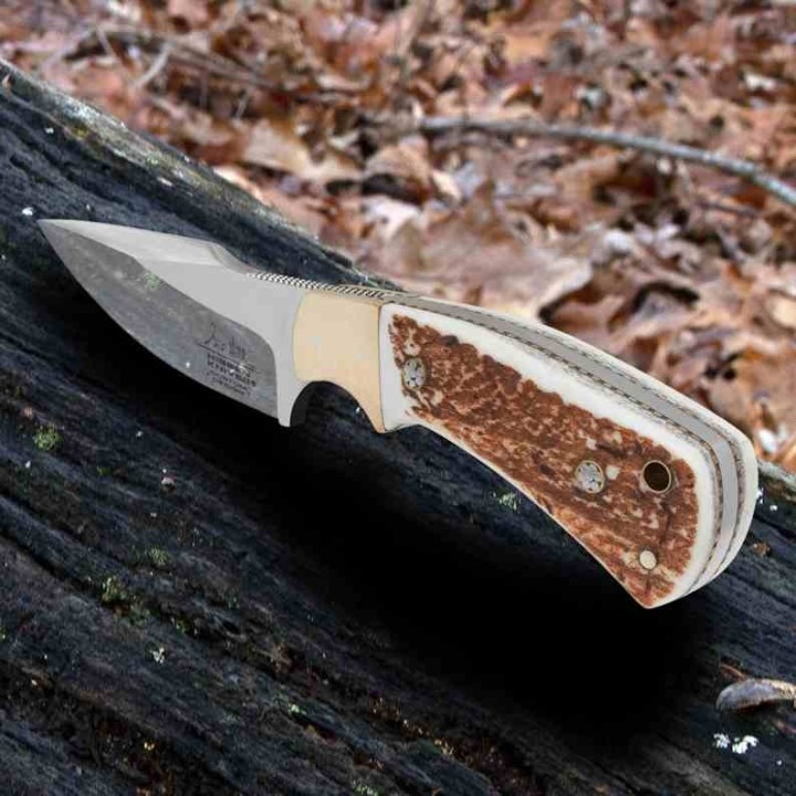 Couteau Gil Hibben Diamondback Stag Manche Bois de Cerf Lame Acier 1.4116 Harpoon Etui CUir GH5100GS - Livraison Gratuite