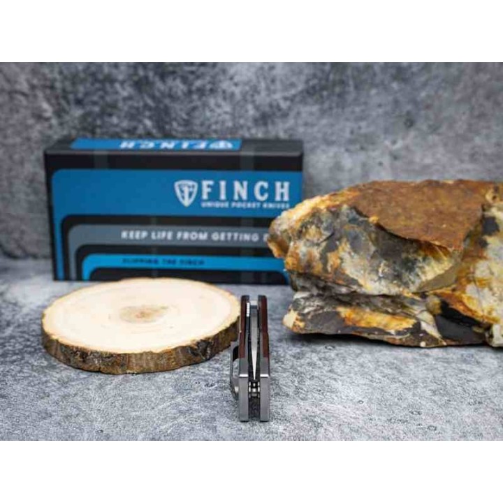 Couteau Finch McCoy Cocobolo Lame Wharncliffe Acier 154CM Manche Bois IKBS Linerlock Clip FKCMC201 - Livraison Gratuite