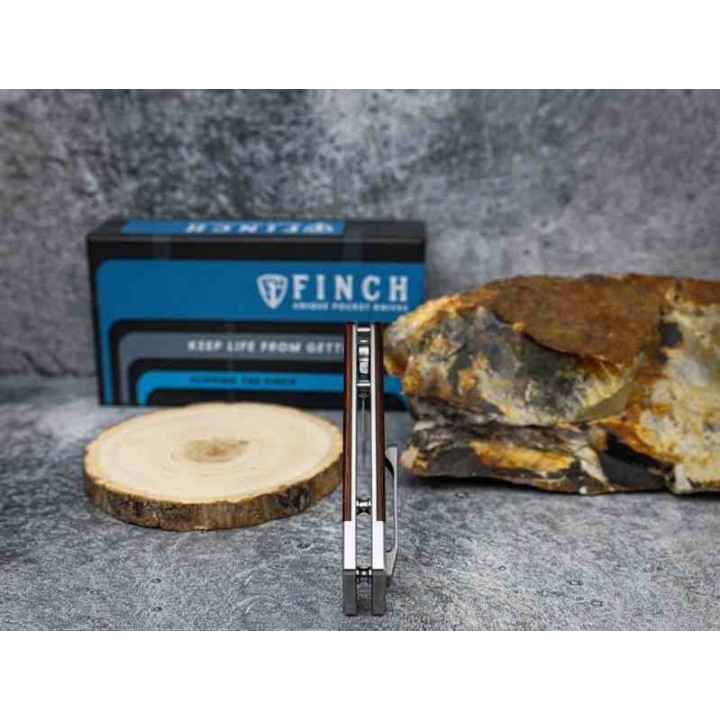 Couteau Finch McCoy Cocobolo Lame Wharncliffe Acier 154CM Manche Bois IKBS Linerlock Clip FKCMC201 - Livraison Gratuite