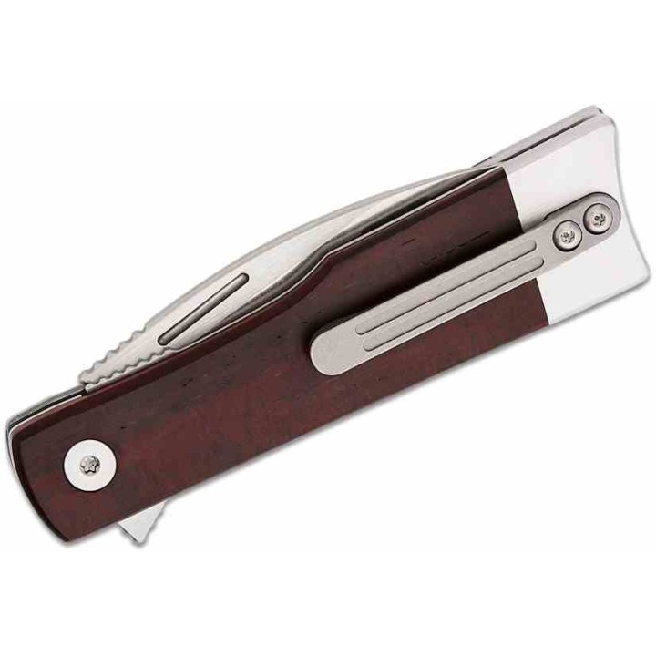 Couteau Finch McCoy Cocobolo Lame Wharncliffe Acier 154CM Manche Bois IKBS Linerlock Clip FKCMC201 - Livraison Gratuite