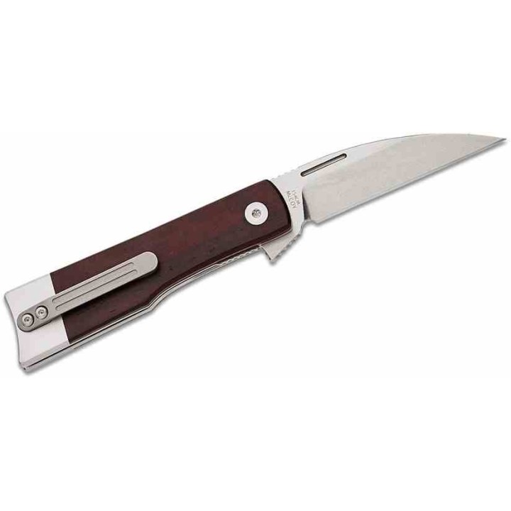 Couteau Finch McCoy Cocobolo Lame Wharncliffe Acier 154CM Manche Bois IKBS Linerlock Clip FKCMC201 - Livraison Gratuite