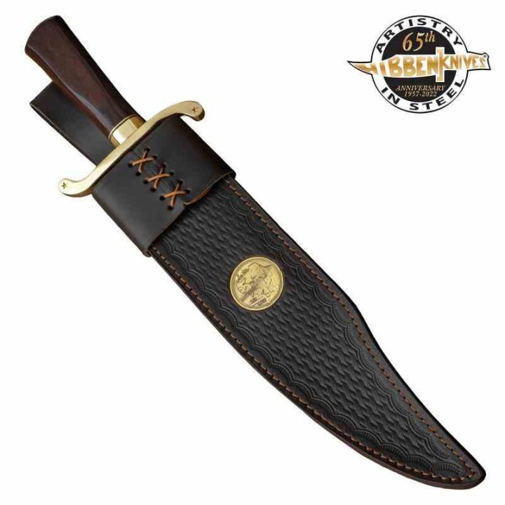 Couteau Gil Hibben 65TH Anniversary Old West Bowie Lame Acier Inox Manche Bois Etui Cuir GH5121 - Livraison Gratuite