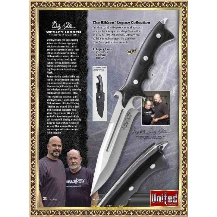 Bowie Couteau Hibben Legacy Bowie Acier 7Cr17 Manche Micarta Etui Cuir GH5027 - Livraison Gratuite