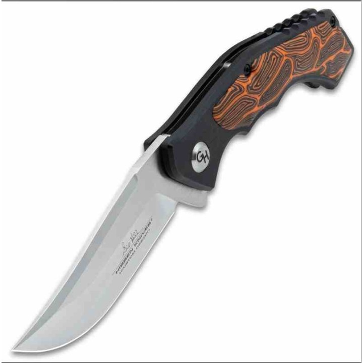 Couteau Gil Hibben HellFyre Whirlwind Lame Acier 7Cr17 Upswept Manche Black/Orange Linerlock CLip GH5132 - Livraison Gratuite