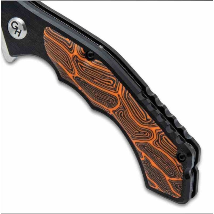Couteau Gil Hibben HellFyre Whirlwind Lame Acier 7Cr17 Upswept Manche Black/Orange Linerlock CLip GH5132 - Livraison Gratuite